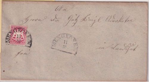 Bayern - 3 Kr. Wappen gez. HKS Mengkofen 11/10 Brief Süsskofen - Landshut 1870