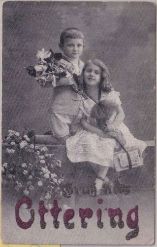Bayern - Ottering ca. 1910 Kitschkarte m. Ortsnamen/Glitter ungelaufen