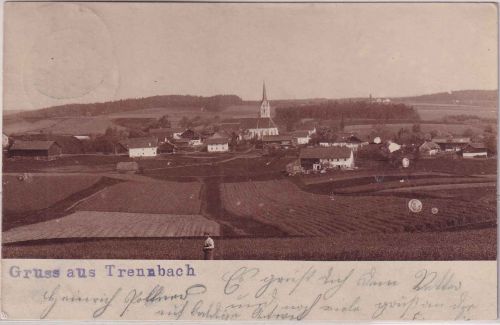 Bayern - Trennbach (Gangkofen) Ortsansicht priv. Foto-AK gelaufen 1901