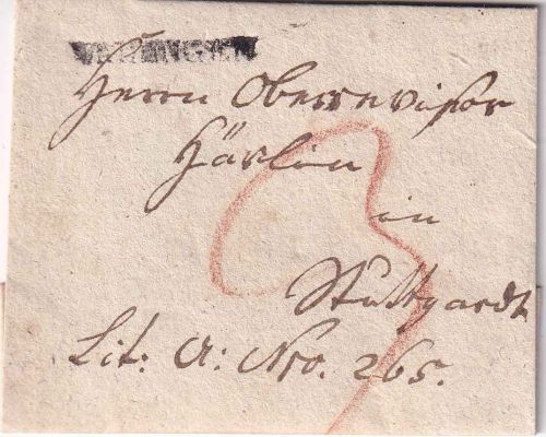 Württemberg - Vaihingen L1 Portobrief v. Stuttgart - ohne Inhalt (ca. 1815)
