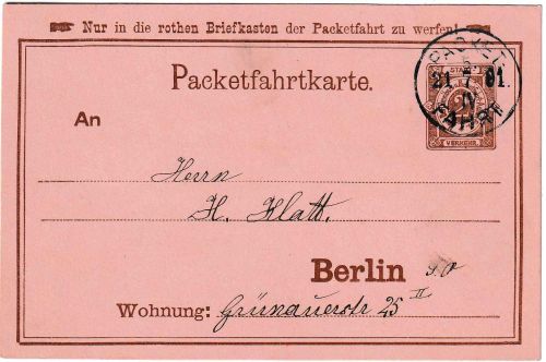 Berlin - Omnibus- u. Paketfahrt-AG 2 Pfg. Ganzsache/Ortskarte 21.7.81
