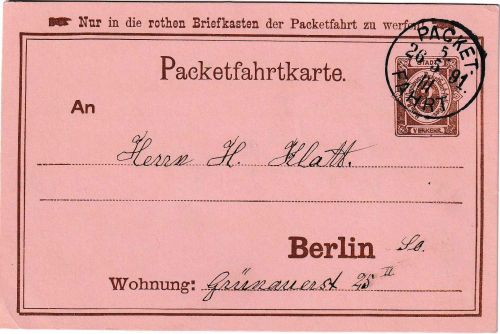 Berlin - Omnibus- u. Paketfahrt-AG 2 Pfg. Ganzsache/Ortskarte 26.5.81