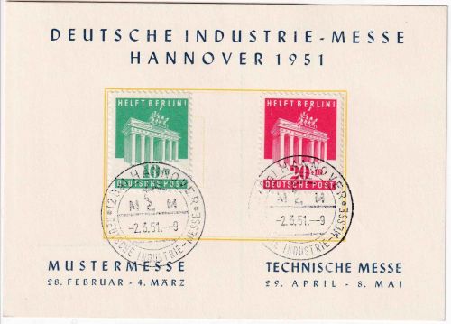 Bizone - 10+20 Pfg. Helft Berlin Sonderkarte/SST Industriemesse Hannover 1951