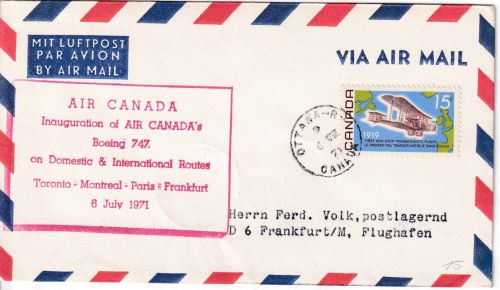 Canada - Air Canada Firstflight Ottawa - Frankfurt a/M. 6.7.71