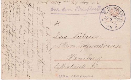 DR - Duhnen (Bz. Hamburg) 18.9.13 unfrankierte Karte "Aus dem Briefkasten"