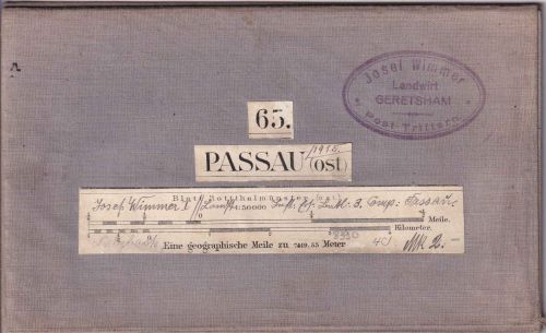 Bayern - Passau Kartenblatt auf Leinenunterlage ca. 43x53cm ca. 1910 M. 1:50.000