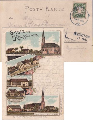 Bayern - Regenstauf 31. MAI Aushilfs-Ra2 Farblitho Königsbrunn 1900