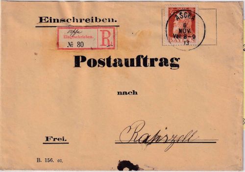 Bayern - 30 Pfg. Luitpold R-Brief/Postauftrag Ascha - Rattiszell 1913