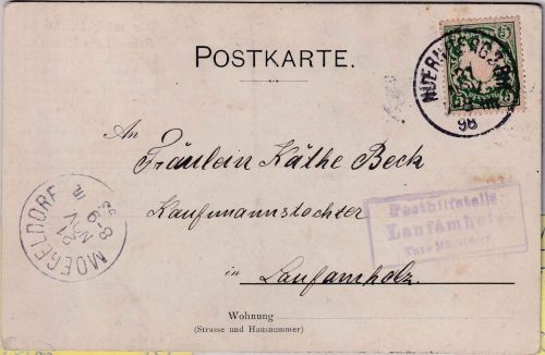 Bayern - Laufamholz T. Mögeldorf Posthilfstelle-Ra3 Karte v. Nürnberg 1898