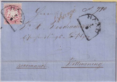Bayern - 3 Kr Wappen gez. Chargebrief HKS Haag 7/9 - Tittmoning 1871