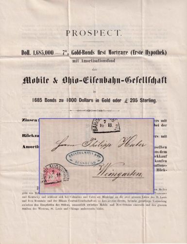 Bayern - 3 Kr Wappen gez. Brief (Drucksache) HKS Bahnh. Augsburg 10/11 1871