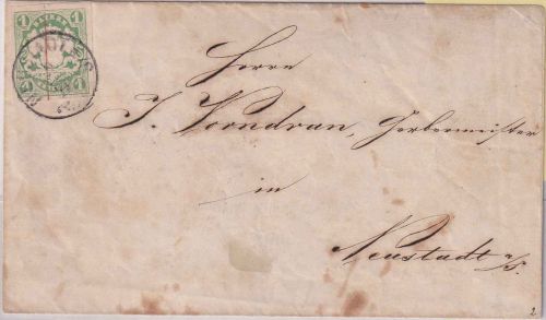 Bayern - 1 Kr. Wappen geschn. Zier-K1 Neustadt a/S. 9/10 (1869) Ortsdrucksache