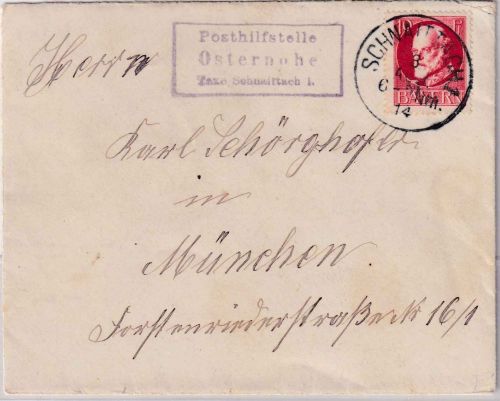 Bayern - Osternohe T. Schnaittach Posthilfsstellen-Ra3 Brief n. München 1914