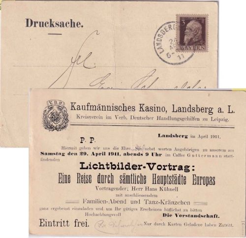 Bayern - 3 Pfg Luitpold c-Farbe !! Drucksachenkarte Landsberg a/L. 24.4.11