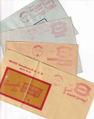 DR - Berlin W35 1929/35 versch. AFS "Maggi Würze" 4 Drucksachen/Briefe