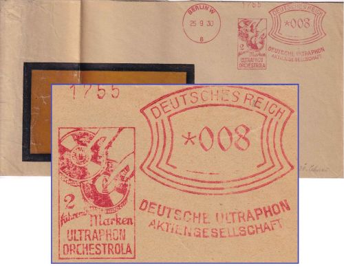 DR - Berlin W8 1930 8 Pfg. AFS "Deutsche Ultraphon AG" Ortsbrief/Fensterkuvert