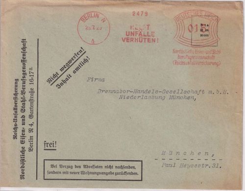 DR - Berlin N4 1929 15 Pfg AFS "Helft Unfälle verhüten" Brief n. München