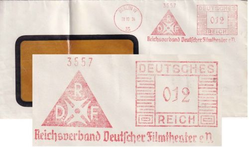 DR - Berlin W35 1934 12 Pfg. AFS "Reichsverband Dt. Filmtheater" Fensterkuvert