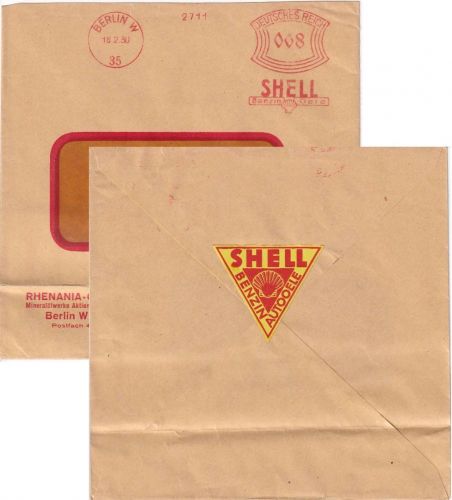 DR - Berlin W35 1930 8 Pfg. AFS "Shell Bezin Öle" Ortsbrief/Werbevignette