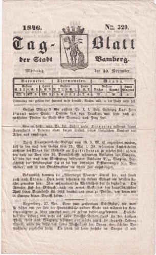 Bayern - Bamberg 1846 "Tag-Blatt" (4-seitig)