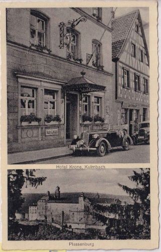 Bayern - Kulmbach Hotel Krone sw-Mehrbild-AK ungelaufen (vor 1945) dat. 1954