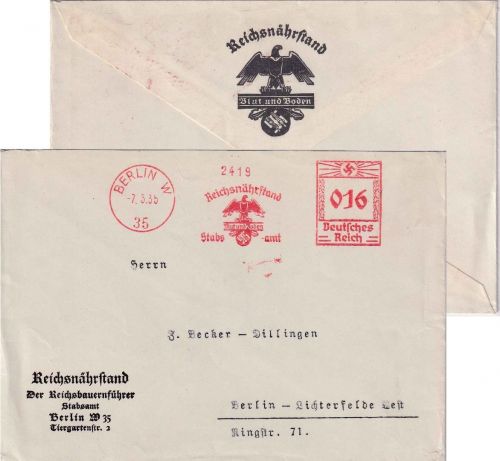 DR - Berlin W35 1935 16 Pfg. AFS "Reichsnährstand" Ortsbrief >20g