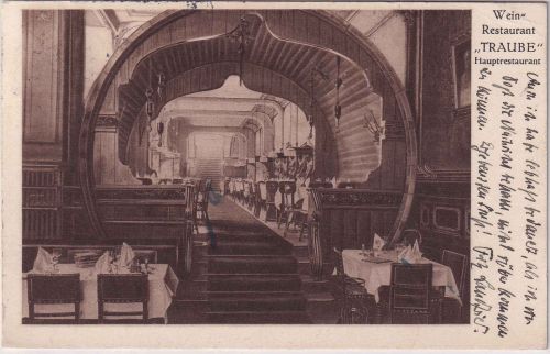 Berlin - Mitte Weinrestaurant "Traube" Innenansicht sw-AK gelaufen 1914