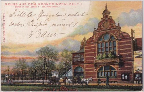 Berlin - Kronprinzen-Zelt farb. AK gelaufen 1904
