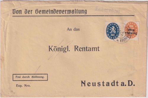 Bayern/DR - 30+10 Pfg. Dienst-Abschied MIF ! Brief Grossgundertshausen 2.9.20 !!