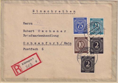 All.Bes. - Mainsondheim ü. Kitzingen Landpost-Ra2 Einschreibebrief 1947