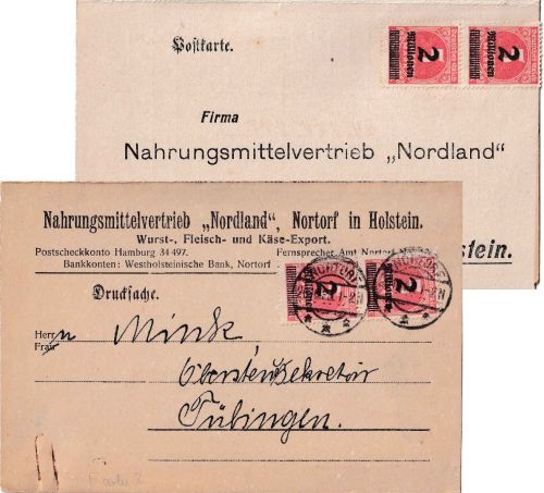 DR-Infla - 2x2 Mio./5 Tsd. Firmenkarte m. Antwort Nortorf - Tübingen 20.10.23