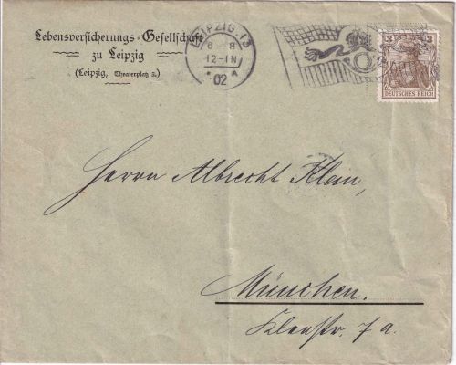 DR - Leipzig 13 - 8.8.02 Bickerdike Flaggenstempel Drucksache n. München