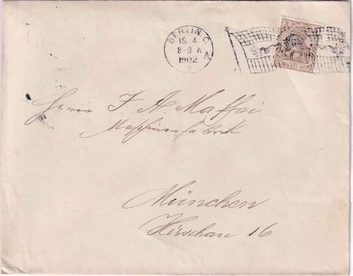 DR - Berlin C2 - 15.4.1902 Columbia Flaggenstempel Drucksache n. München