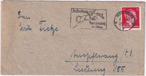 DR - Insterburg 6.9.43 "Turnierplatz des Ostens" Masch.stempel Brief