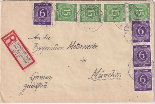 All.Bes. - Großwallstadt ü. Aschaffenburg Poststelle I Einschreibebrief 1946