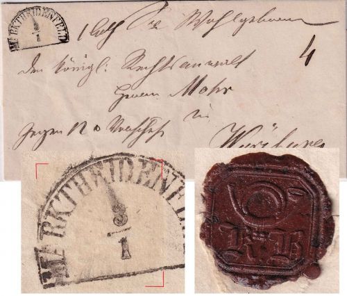 Bayern - Marktheidenfeld 3/1 HKS Postvorschußbrief n. Würzburg ca. 1855