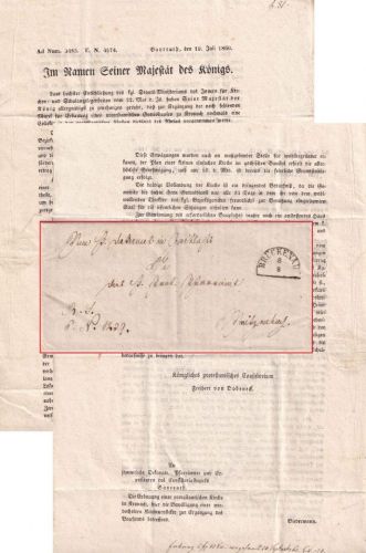 Bayern - Brückenau 8/8 HKS Drucksache/Dienstbrief n. Waizenbach (1860)