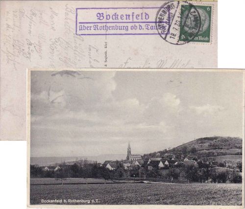 DR - Bockenfeld ü. Rothenburg o.T. Landpost-Ra2 entspr. AK n. Lehrberg 1936