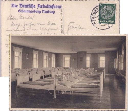 Bayern - Neuburg a/D DAF Schulungsburg Schlafsaal sw-AK gelaufen 1937