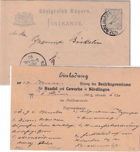 Bayern - 2 Pfg. Rauten Ganzsache/Orstkarte n. Zudruck Nördlingen 4. JUN 02