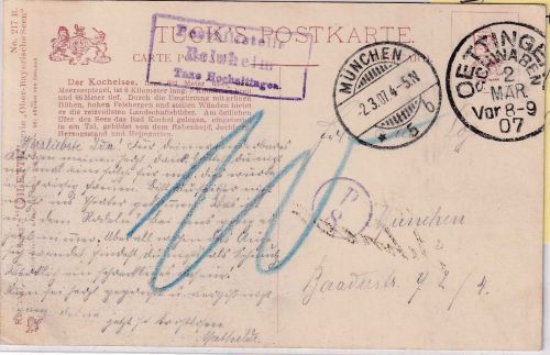 Bayern - Belzheim T. Hochaltingen Posthilfstellen-Ra3 unfrankierte Karte 1907