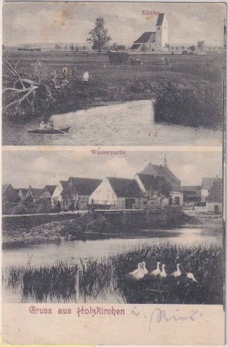 Bayern - Holzkichen (Wechingen) sw-Mehrbild-AK gelaufen Fessenheim 1911