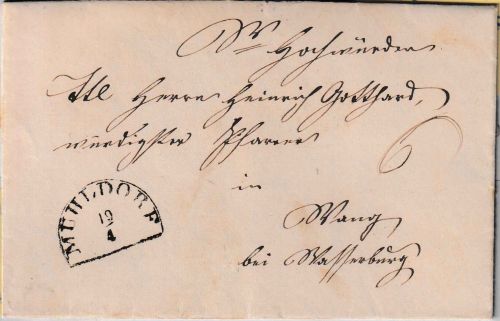 Bayern - Mühldorf 19/4 HKS 6 Kr. Portobrief n. Wang b. Wasserburg 1854