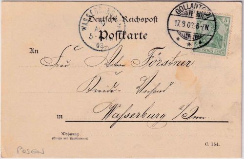 DR - Gollantsch 17.8.03 5 Pfg. Germania Karte n. Wasserburg a/Inn