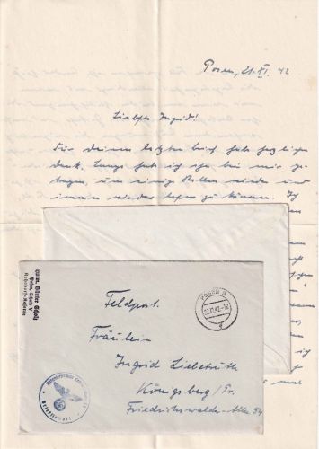 DR - Posen 9 22.11.42 Feldpostbrief n. Königsberg Opr. - mit Inhalt