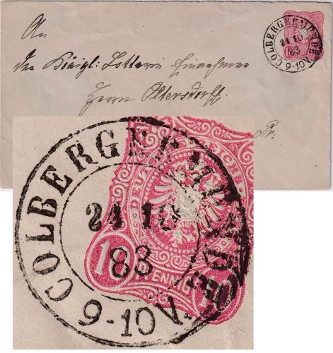 DR - Colbergermünde 24.10.83 K2 10 Pfg. Ganzsache/Brief n. Königsberg i/Pr.