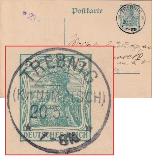 DR - Trebnig (Kr. Nimptsch) 20.5.11 KOS 5 Pfg Germania Ganzsache/Karte n. Berlin