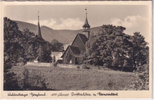Schlesien - Reimswaldau Dorfkirche sw-AK ungebraucht ca. 1935
