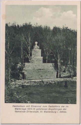 Schlesien - Dittersbach Kr. Waldenburg Kriegerdenkmal sw-AK ungebraucht ca 1935