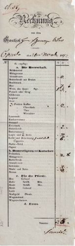 Schlesien - Oppeln 1842 Rechnung Gasthof z. schwarzen Adler
